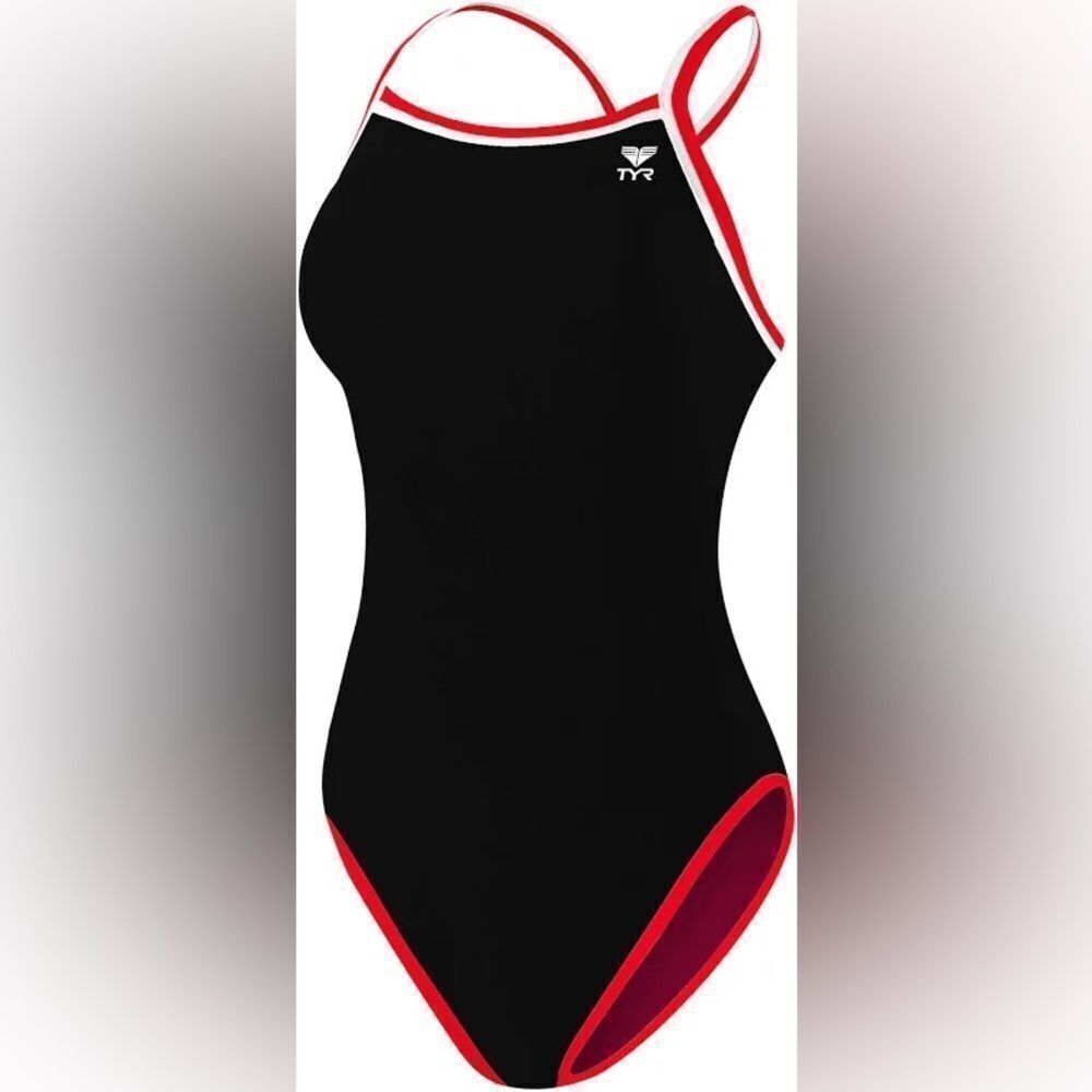 NWT New TYR Diamondfit Hydraspan Black Red Reversible Racing Swimsuit Sz 4 / 30